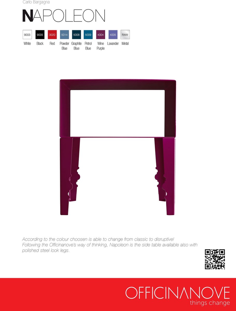Officinanove - Meubelen Bijzettafel Napoleon Chroom Look Onderstel - Edelstaal - Zwart
