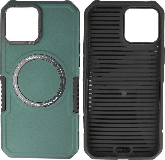 Coque de téléphone antichoc avec MagSafe pour iPhone 12 Pro Max - Vert foncé