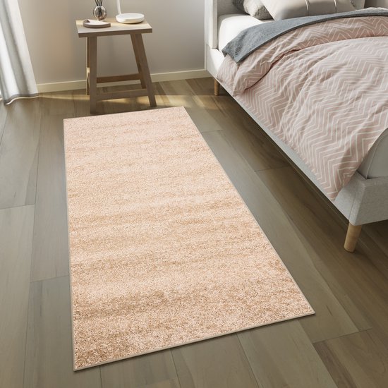 Tapiso Delhi Tapis de Couloir à Poils Longs Beige Moelleux sur Mesure - 100x1450