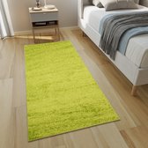Tapiso Delhi Tapis de Couloir à Poils Hauts Vert sur Mesure - 120x1100