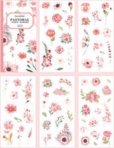 Betoverende Bloemenstickerset - Roze Bloemen (Rozen, Ranonkels, Gladiolen) - 10 Vellen, 100 Stickers
