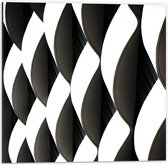 Dibond - Wit met Zwart Golvend Patroon - 50x50 cm Foto op Aluminium (Met Ophangsysteem)