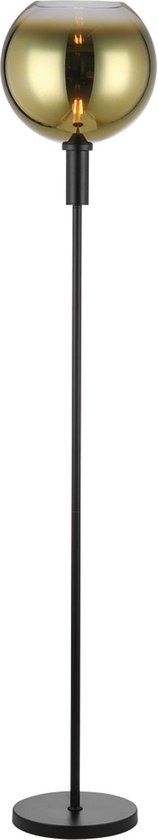 Chique vloelamp Chandra | Gradiente | 1 lichts | goud / transparant / zwart | glas / metaal | 159 cm hoog | Ø 30 cm glas | woonkamer / hal / eettafel lamp | modern / sfeervol design