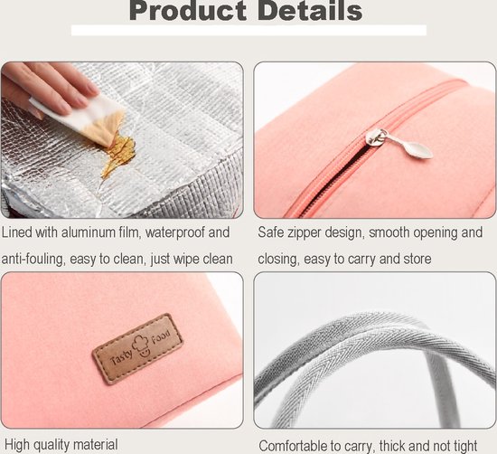 Rainbecom - Sacs isothermes - Sac à lunch - 19x27x16 cm - 7 litres - Grijs - Isolation - Polyester cationique 300D - Riem de poignée - Sac isotherme - Sac à lunch - Sac isotherme - Sac de pique-nique