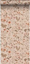 ESTAhome papier peint champ fleurs rose terre cuite - 139597 - 0 x 10,05 m