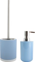 MSV Toiletborstel in houder 38 cm/zeeppompje 260 ml set Moods - keramiek/kunststof - lichtblauw