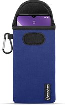 Hoesje voor Nokia G42 - MobyDefend Neopreen Pouch Met Karabijnhaak - Insteekhoesje - Riemlus Hoesje - Blauw - GSM Hoesje - Telefoonhoesje Geschikt Voor Nokia G42