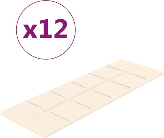 vidaXL-Wandpanelen-12-st-3,24-m²-90x30-cm-fluweel-crèmekleurig