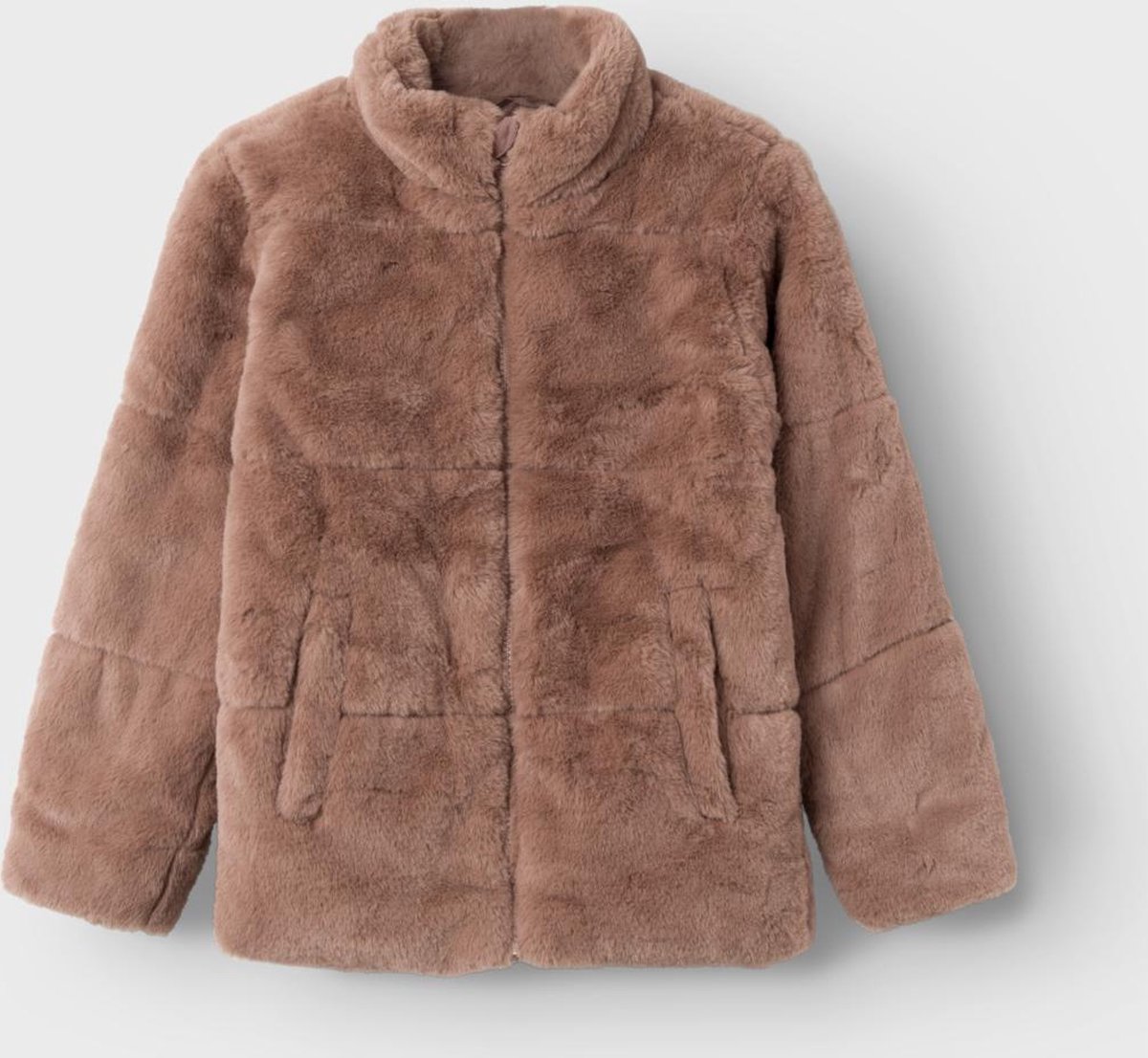 NAME IT Nkfmila Veste Courte à Capuche Fausse Fourrure Fille