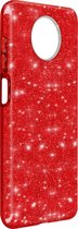 Geschikt voor Xiaomi Redmi Note 9T 5G hoes Glitter Verwisselbaar Semi-rigide Rood