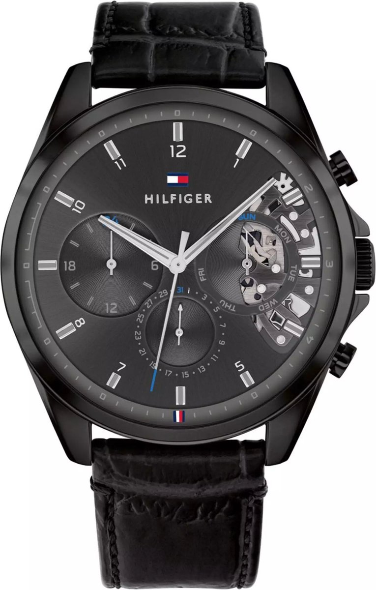 Tommy Hilfiger 1710452 Heren Horloge - Stijlvol  Modern - Zwart met Leer