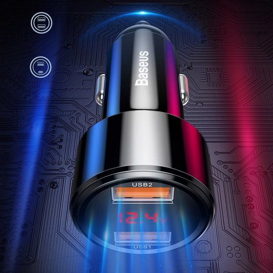 Chargeur de voiture Baseus Magic 2x USB QC 3.0 45W (Zwart)