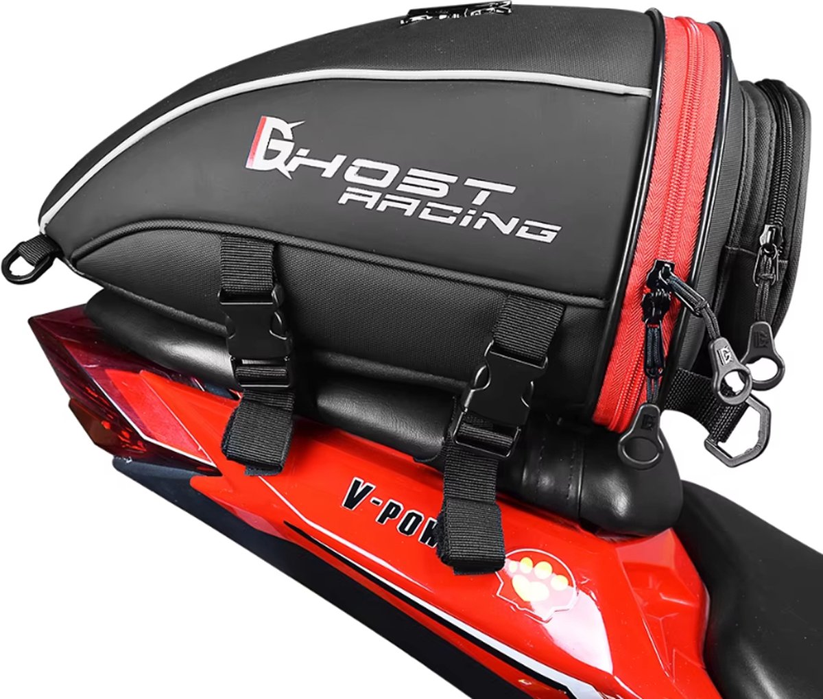 CarryQuest® - Motor Rugzak - Zadeltas Motor - Motorfiets Rugzak Achter Tanktas - Motorrugzak - 10L Capaciteit - Rood - Reflecterend & Uitbreidbaar