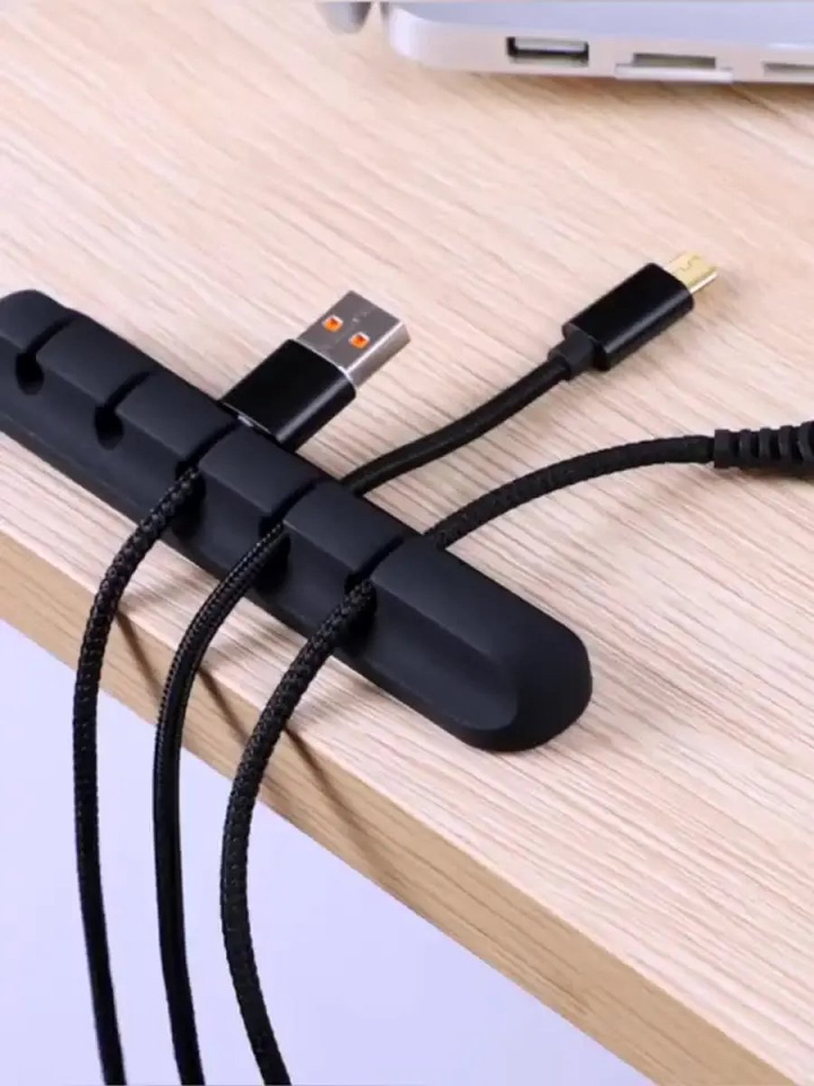 CHPN - Kabelhouder - Kabel Organizer - 5 kabels - Houder - Clips - Siliconen Zelfklevend - Kabel Management - Zwart - 3 stuks