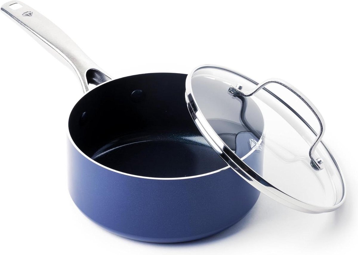 16 cm 16L Keramische Anti-aanbak Steelpan met Deksel PFAS-Vrij Inductie Vaatwasmachinebestendig Ovenbestendig Blauw