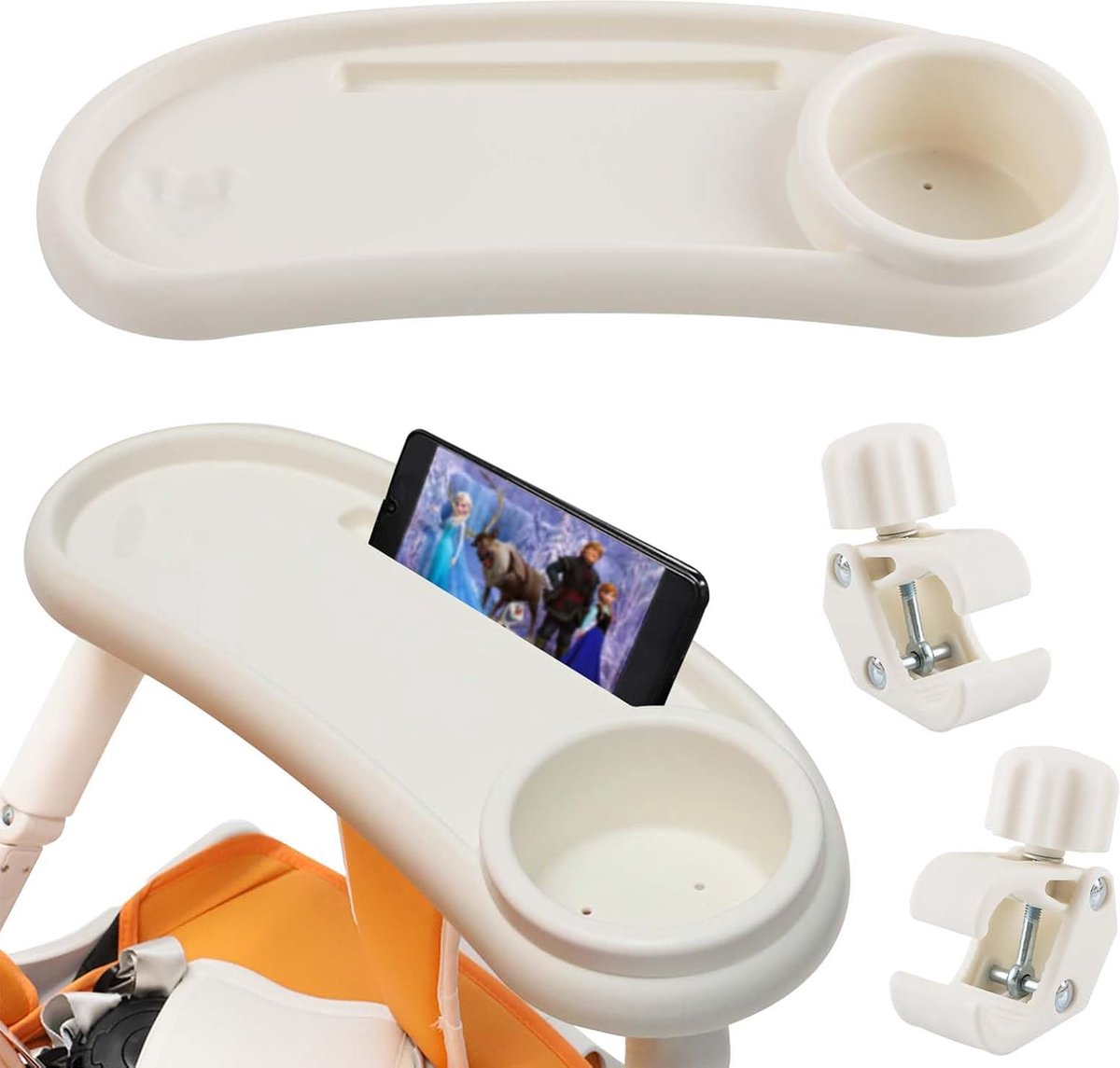 Universele Kinderwagen Snack en Speelbak met 360 Graden Draaibaar Ontwerp voor Handige Voeding