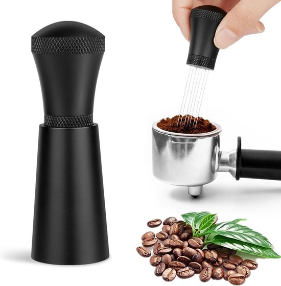 Espresso Koffie Roerder WDT Tool,Professionele Barista Pavant Koffie Roeren Distributie Tool,Aluminium Handvat Stand Naald Type Distributeur (Mat Zwart Espresso Koffie Roerder WDT Tool,Professionele Barista Pavant Koffie Roeren Distributie Tool,Aluminium Handvat Stand Naald Type Distributeur (Mat Zwart