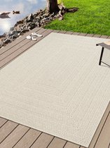 The Carpet Kansas – Tapis robuste d'intérieur et outdoor avec aspect jute naturel, résistant aux intempéries, adapté pour terrasse et jardin, Crème, 140 x 200 cm