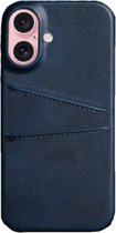 Mobiq - Étui portefeuille en cuir à clipser iPhone 16 Plus - bleu