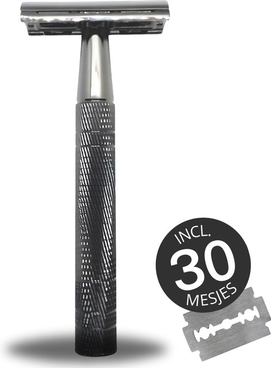 Foto: Coopley safety razor scheermesjes scheermesje met 30 scheermesjes scheermesjes vrouw scheermesjes man dark silver