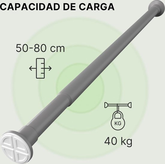 Douchegordijnstang Telescopisch Uitschuifbaar Ø25 mm Grijs Roestvrij