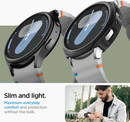Spigen Liquid Air - Coque pour Samsung Galaxy Watch 7 44MM - TPU Flexible - Zwart