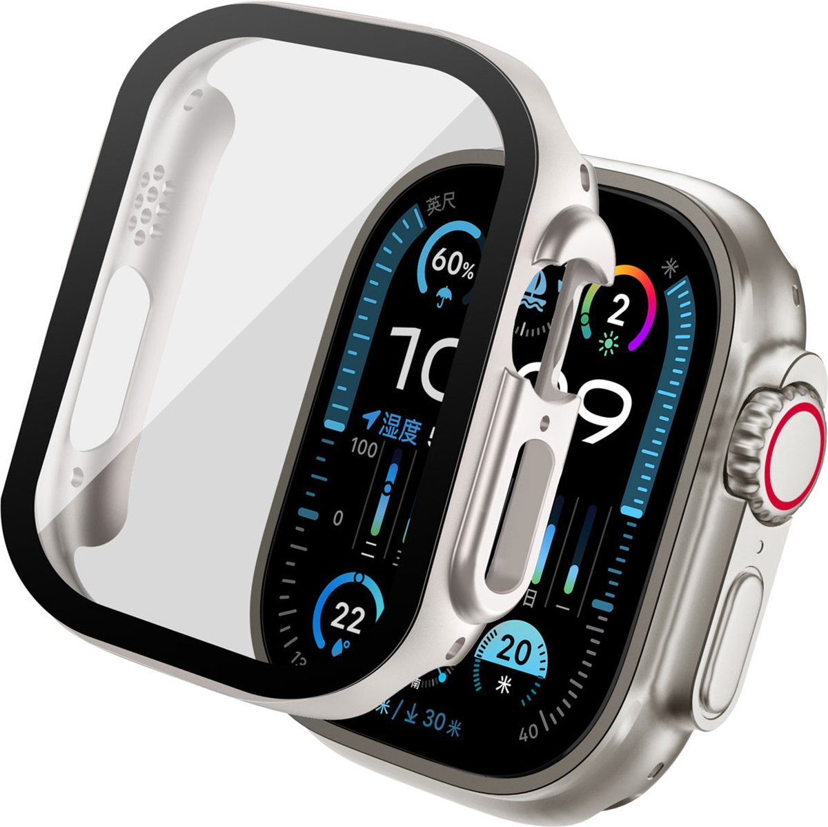IMOSHION Full Cover Hardcase geschikt voor Apple Watch Ultra 2 - 49 mm, Apple Watch Ultra - 49 mm Smartwatch cover Sterrenlicht