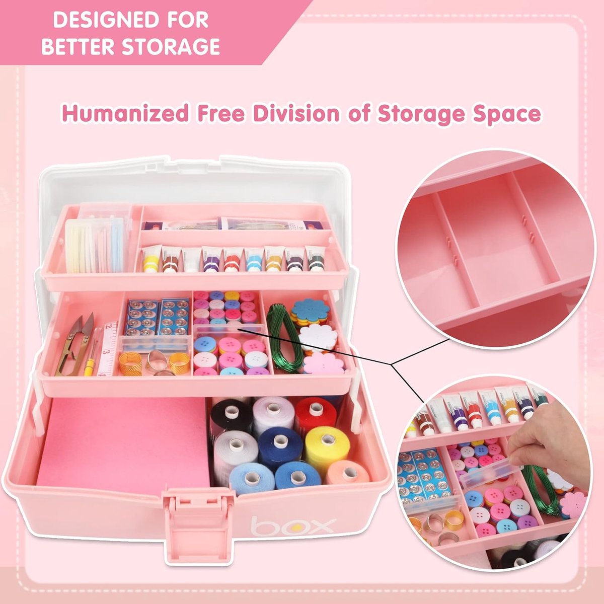 30,5cm drielaagse multifunctionele opbergdoos organizer opvouwbare gereedschapskist/kunst & ambachten hoes/naaibenodigdheden organizer/ medicijndoos/familie EHBO-doos met 2 trays (blauw paars