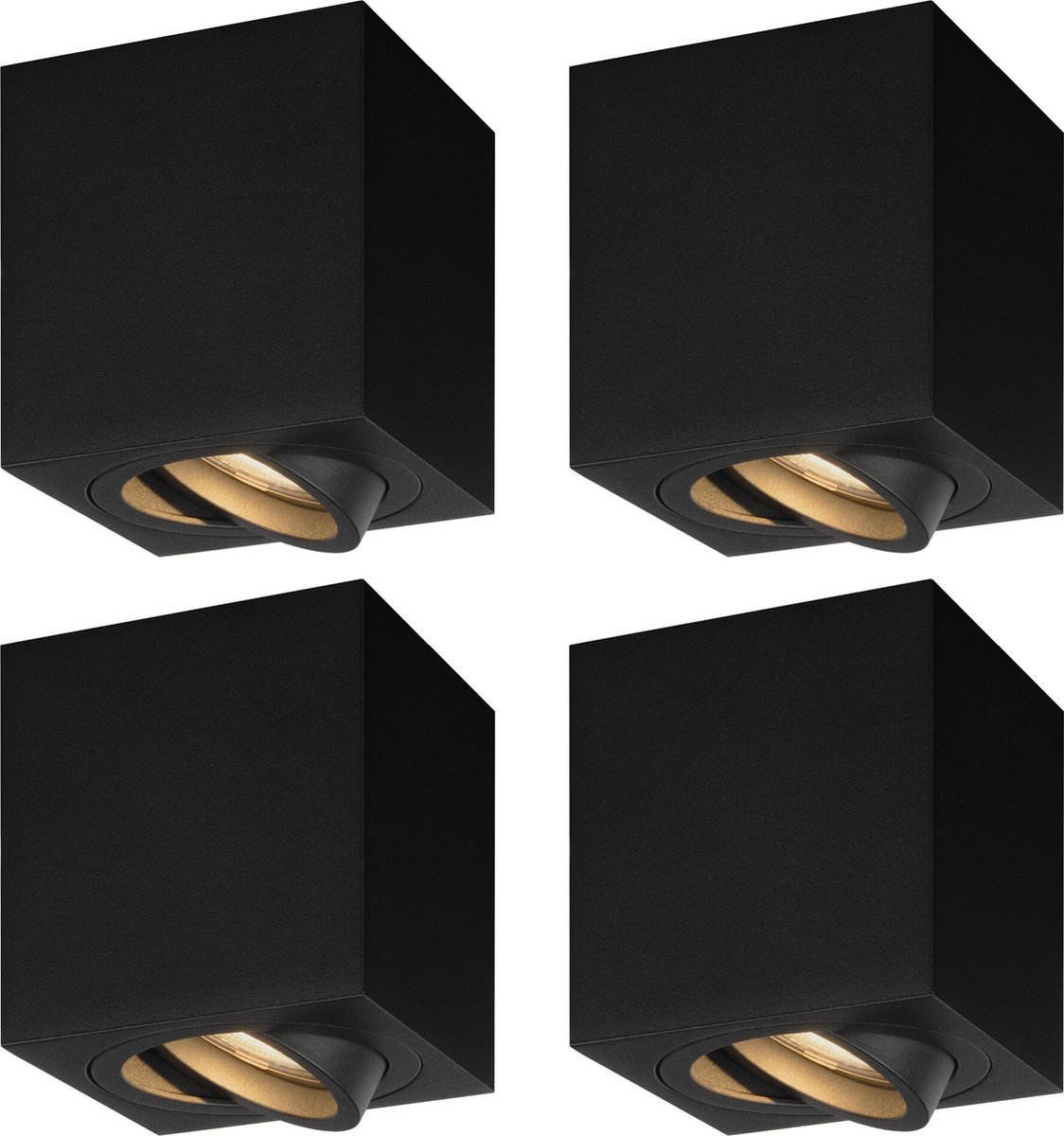 Ledvion - 4X LED Opbouwspots - Dimbaar - 3W - 2700K - Zwart