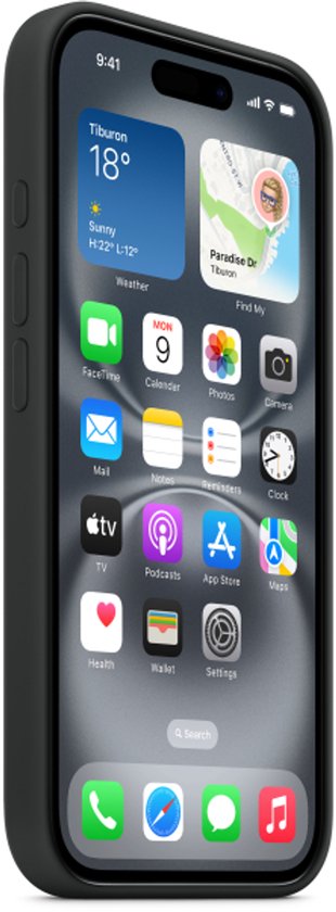 Apple Case Convient pour iPhone 16 Case Siliconen - Apple Silicone Backcover MagSafe - noir