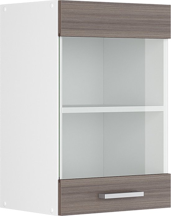 Vicco Armoire suspendue universelle R- Line, Grijs/ Wit, 40 cm avec porte vitrée