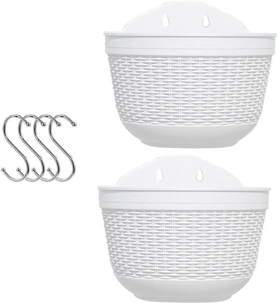 Fippy 4 stuks hangende mandkatrol, verstelbare hangende plantenkatrol met 4 stuks witte plafondhaken voor hangende plantenmanden, vogelvoeder, plantengroeilicht, wit