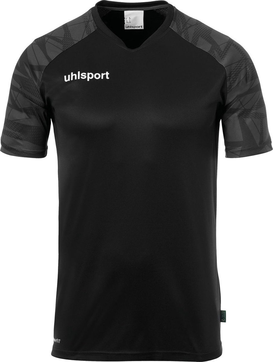 Uhlsport Goal 25 Shirt Korte Mouw Heren - Zwart / Antraciet | Maat: 3XL