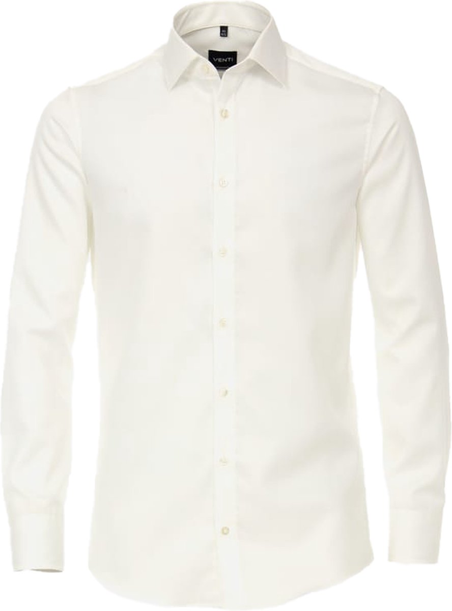VENTI modern fit overhemd - mouwlengte 72 cm - twill - beige - Strijkvriendelijk - Boordmaat: 48