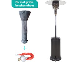 Sunred - COMBIDEAL - Heater & Hoes - Sargas - Gas lijn - Grijs - Staand model - Terrasverwarmer - Gas - 14000 W - Verschillende standen - Piezo ontsteking - Gas heater - Compleet: incl. gasdrukregelaar & slang