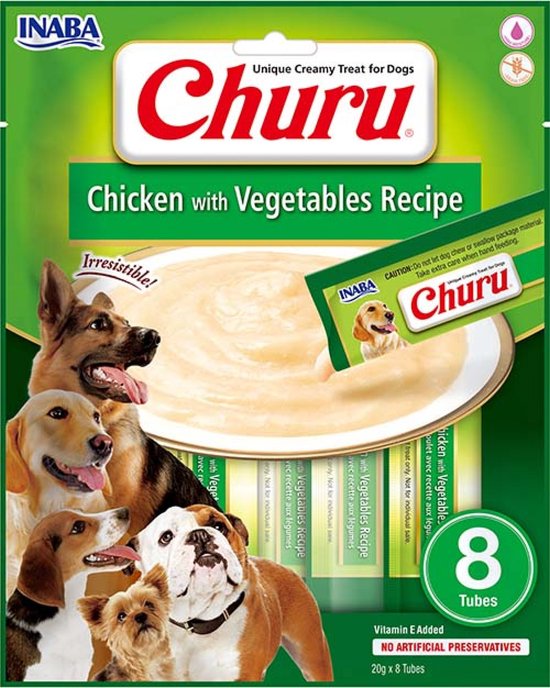 Inaba Churu Hondensnack Chicken & Vegetables - 8 x 20 gr