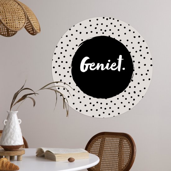 WallCircle® - Cercle de papier peint 80x80 cm - Stickers muraux Enjoy - Citations - Texte - Points - Cercle mural de salon - Cercle mural de chambre - Décoration de pièce autocollante - Accessoires de Décoration murale