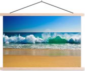 Posterhanger incl. Poster 90x60 cm - Schoolplaat - Zee - Golf - Strand - Textielposter - Blanke latten