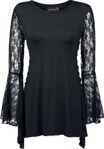 Gothicana dames shirt met lange kanten mouwen, veters aan de zijkant.