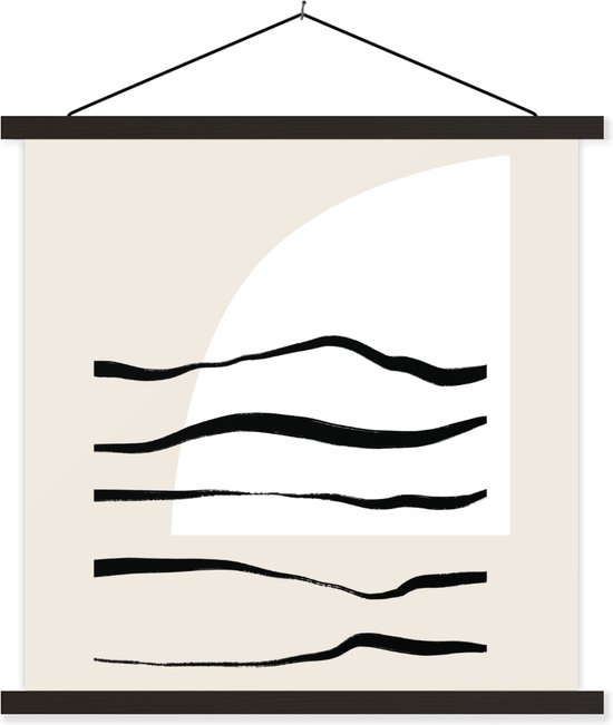 Porte-affiche avec affiche - Affiche scolaire - Abstrait - Ligne - Pastel - 40x40 cm - Lattes noires