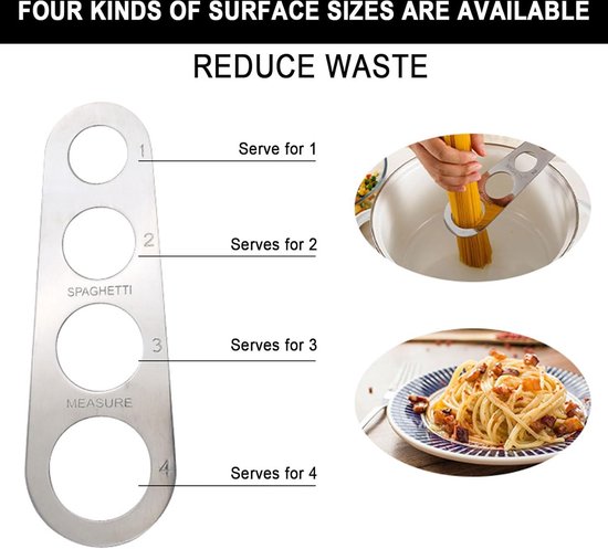 Allecto - Spaghetti-messen - Roestvrij staal - Spaghettiverdeler - Zilver - Keukenhulpgereedschap - Voor 1 tot 4 personen - 3 stuks van Merkloos — afbeelding 4