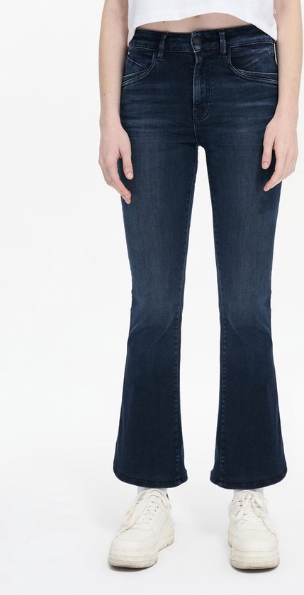 LTB Jeans Women Novi - Flared Fit with High Waist and Zip in Grey Cotton Blend - Size W28L32, Oriane Wash 55201, 28W x 32L, Oriane Wash 55201
