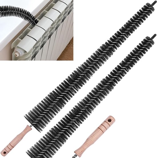 Pak met 2 radiatorborstels, 75 cm, radiatorreinigingsborstel, flexibele