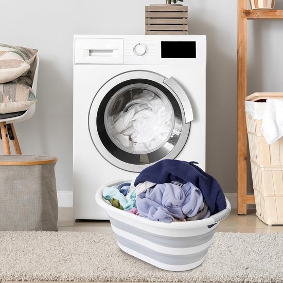 Seamarkt Opvouwbare wasmand, 38 liter, opvouwbare wasmand, BPA-vrij, duurzaam, draagbaar, grijs