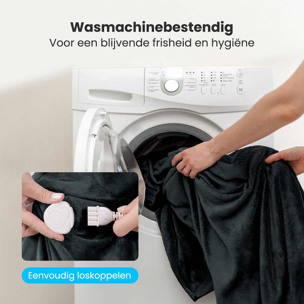 Auronic Elektrische Deken - 180 x 130 cm - 1 Persoons Warmtedeken - 9 Warmte en Timerstanden - Verwarmingsdeken - Sherpa Fleece - Antraciet – foto 8