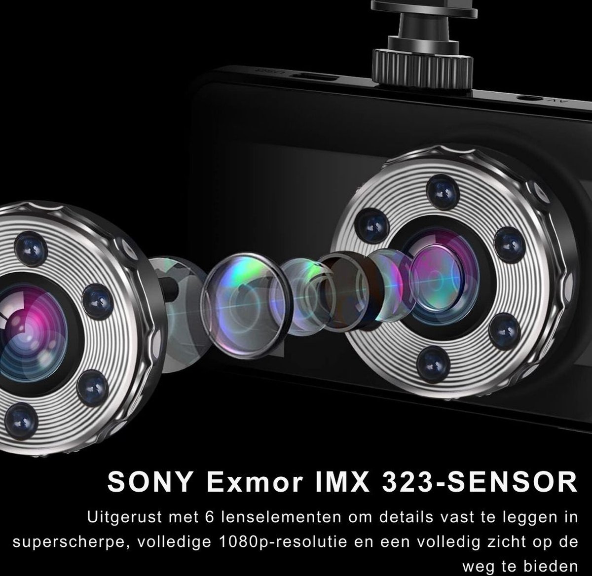 Dual Dashcam - Dashcam Voor Auto 1080p Full HD - Voor en Achter Camera Met 3-inch Lcd-Display – Auto Camera Met Bewegingsdetectie - Nachtzicht - Versnellingssensor – foto 2