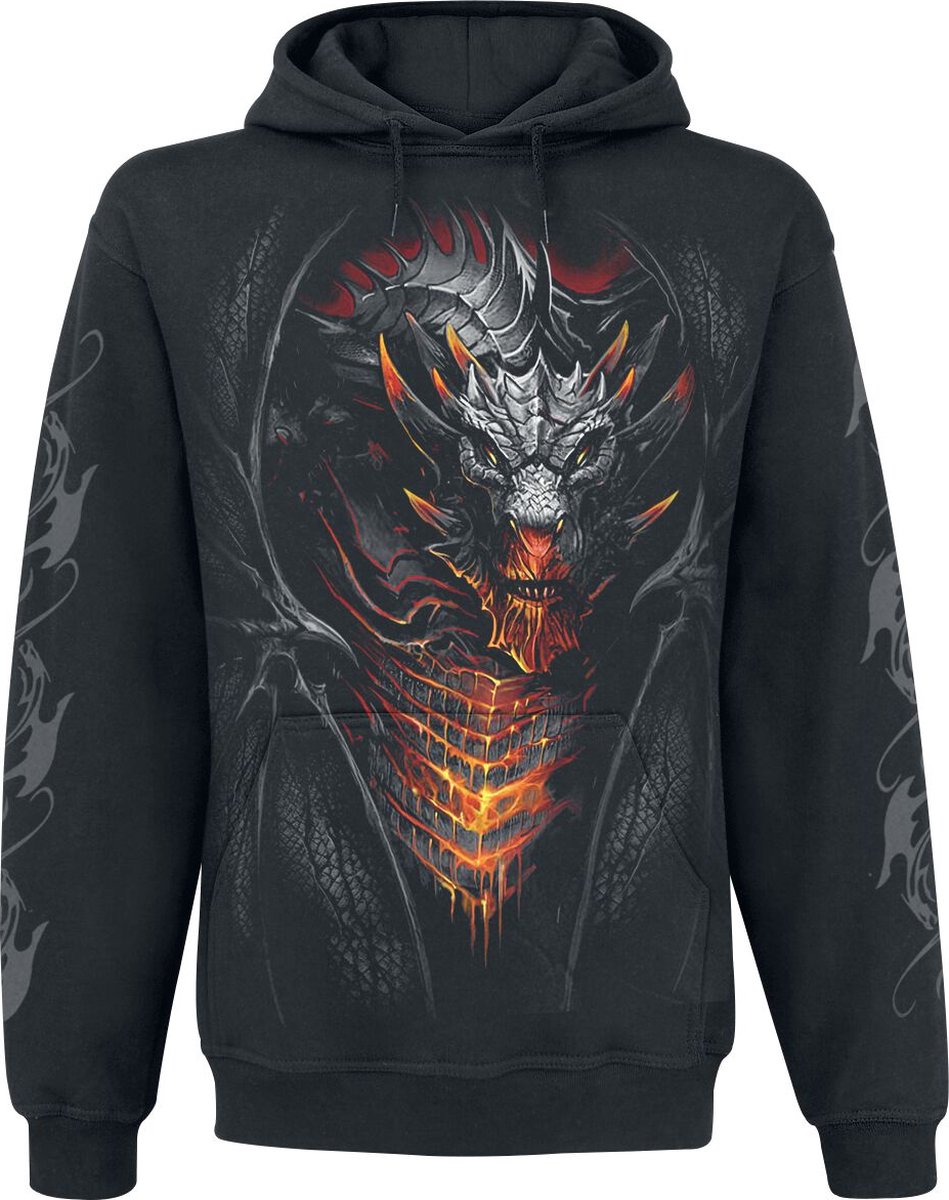 Spiral Draconis Heren Trui met capuchon - zwart - M
