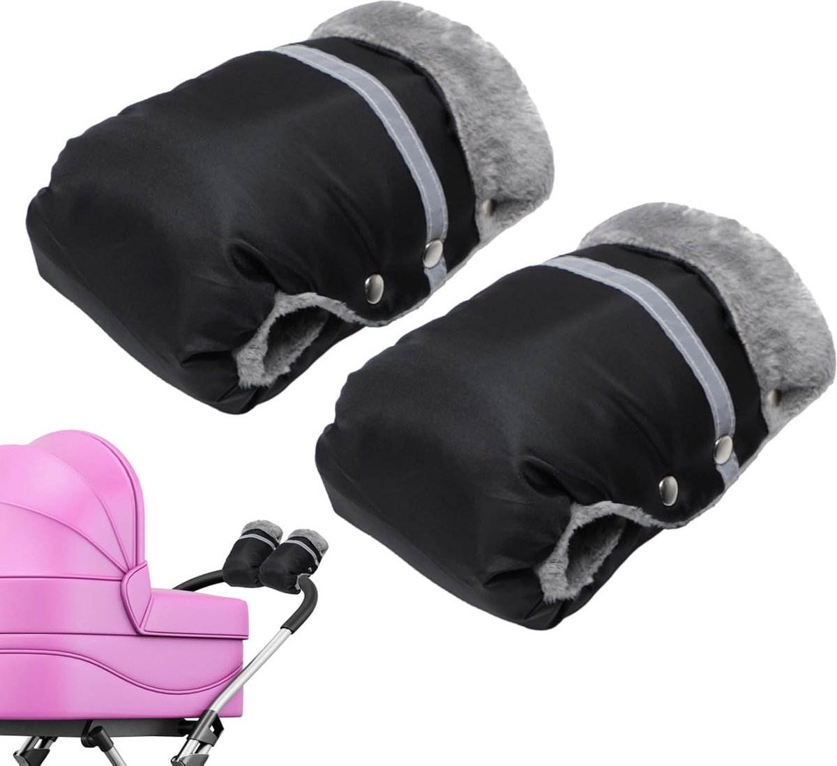 Goedkoopste 1 paar Zwart - Warme handschoenen voor kinderwagens, lichtgewicht wanten voor kinderwagens, handwarmers, warme wanten voor kinderwagens, golf, kinderwagens en autostoelen - Fietsmoffen - Fietswanten