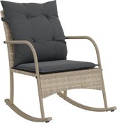 vidaXL Chaise à bascule de jardin - Avec Coussins - Chaise à bascule gris clair - Chaise de jardin - Fauteuil de relaxation - Chaise à bascule d'extérieur - Chaise longue
