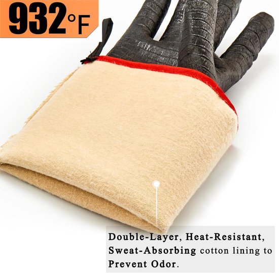 LANON Protection Heat Resistant Oven Mitts, Liquid Silicone Gloves with Fingers for Barbecue, Baking, Cooking, Cold Insulation, BPA Free, Medium
